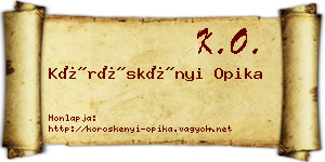 Köröskényi Opika névjegykártya